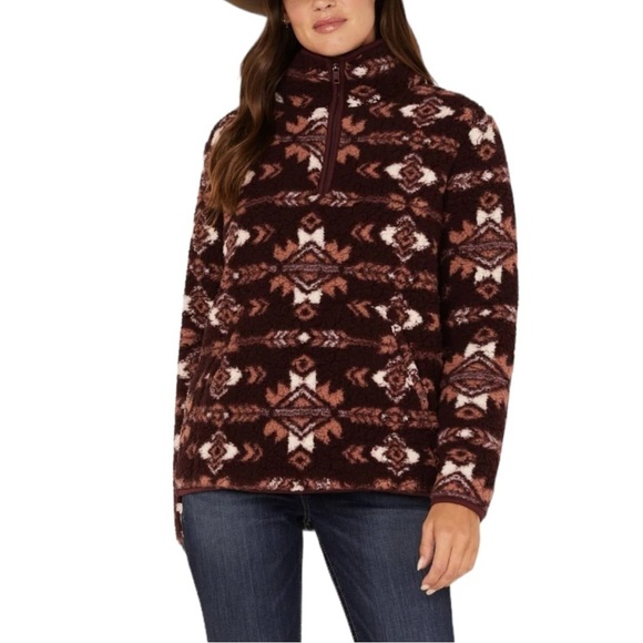 Wrangler Tops - Wrangler Women’s Retro Southwestern Print Fleece Quarter Zip Sweater